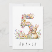 Carte d'anniversaire pour les 5 ans avec lapin fle (Devant)