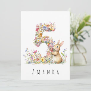 Carte d'anniversaire pour les 5 ans de Bunny Flora