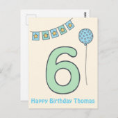 Carte d'anniversaire pour les 6 ans de jolis enfan (Devant / Derrière)