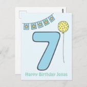 Carte d'anniversaire pour les 7 ans de jolis enfan (Devant / Derrière)