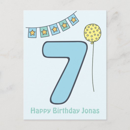 Carte d'anniversaire pour les 7 ans de jolis enfan (Devant)