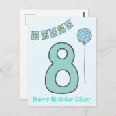 Carte d'anniversaire pour les 8 ans de jolis enfan (Devant / Derrière)