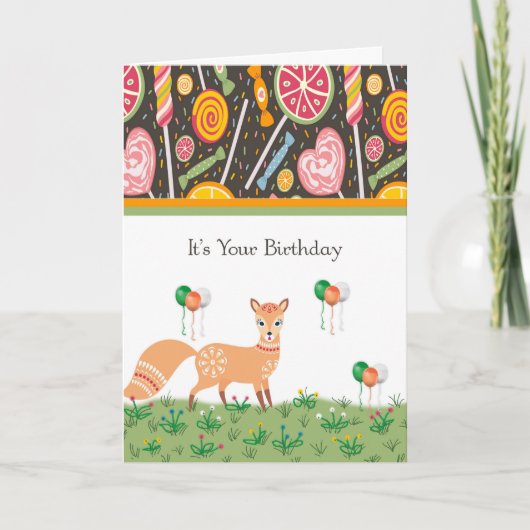 Carte d'anniversaire pour les enfants avec le rena (Devant)