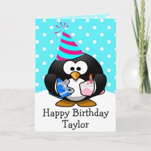 Carte d'anniversaire pour les enfants Pingouin