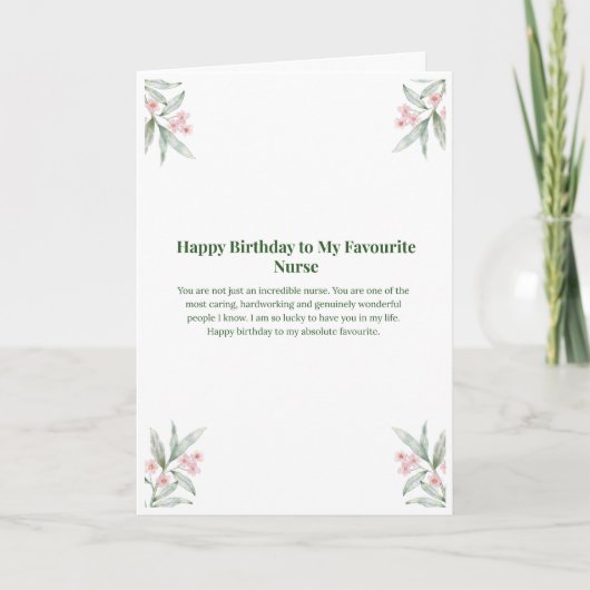 Carte d'anniversaire pour l'infirmière préférée (Devant)