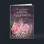Carte d'anniversaire pour Little Sister aux roses<br><div class="desc">Trois belles roses roses à envoyer à votre petite soeur pour son anniversaire. Une magnifique carte d'anniversaire pour une soeur que vous pouvez customiser pour transmettre vos propres sentiments.</div>