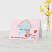 Carte d'anniversaire pour l'ours de fils de 5 ans (Fleur jaune)