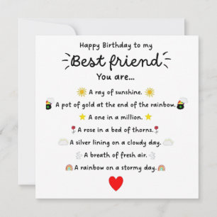 Carte d'anniversaire pour ma meilleure amie