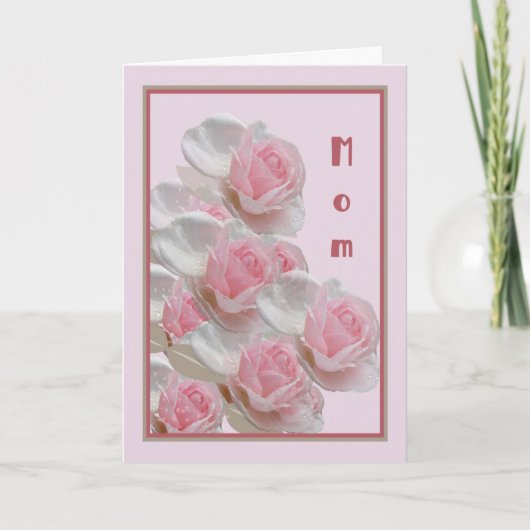 Carte d'anniversaire pour maman aux roses roses ro (Devant)