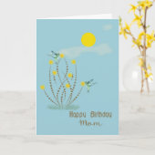 Carte d'anniversaire pour maman avec colibris et f (Fleur jaune)