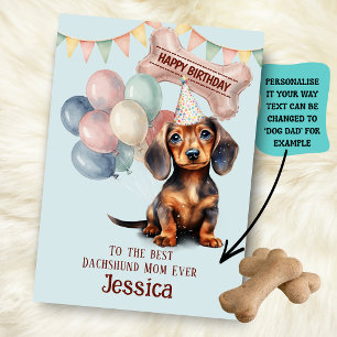 Carte d'anniversaire pour maman/papa de Dachshund