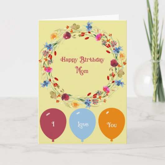 Carte d'anniversaire pour maman Wreath & Ballons (Devant)