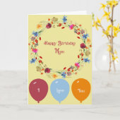 Carte d'anniversaire pour maman Wreath & Ballons (Fleur jaune)