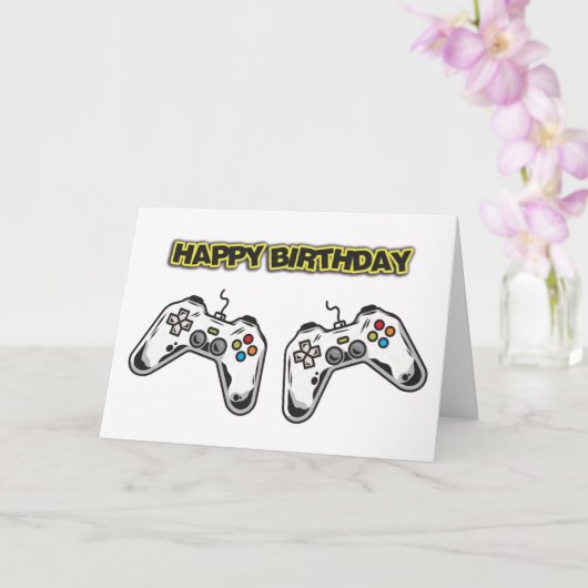 Carte d'anniversaire pour manettes de jeu (Orchidée)