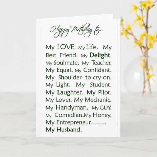 Carte d'anniversaire pour Mari, mon amour (Fleur jaune)