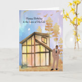 Carte d'anniversaire pour Mari noir (Fleur jaune)