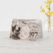 Carte d'anniversaire pour mère, 97. Bougie et rose (Fleur jaune)