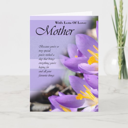 Carte d'anniversaire pour mère, carte mère avec fl (Devant)