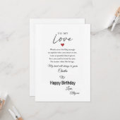 Carte d'anniversaire pour mon amour (Devant/Arrière en situation)