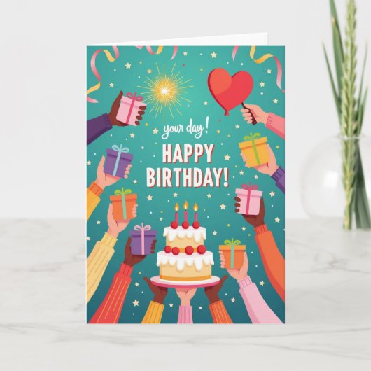 Carte d'anniversaire pour offrir un cadeau (Devant)