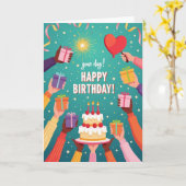 Carte d'anniversaire pour offrir un cadeau (Fleur jaune)