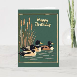 Carte d'anniversaire pour oiseaux aquatiques verts