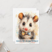 Carte d'anniversaire pour opossum (Devant/Arrière en situation)