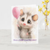 Carte d'anniversaire pour opossum (Fleur jaune)