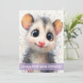 Carte d'anniversaire pour opossum (Debout devant)