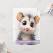Carte d'anniversaire pour opossum (Devant/Arrière en situation)