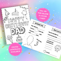 Carte d'anniversaire pour Papa : à compléter