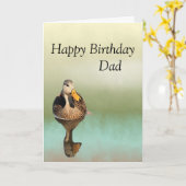 Carte d'anniversaire pour papa avec canard mouchet (Fleur jaune)