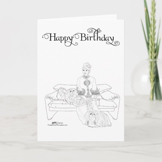 Carte d'anniversaire pour Pékinois (Devant)