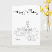 Carte d'anniversaire pour Pékinois (Fleur jaune)