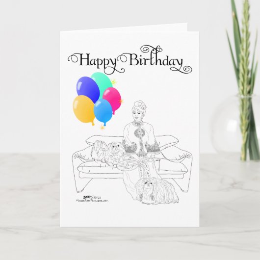 Carte d'anniversaire pour Pékinois (Devant)