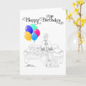Carte d'anniversaire pour Pékinois (Fleur jaune)