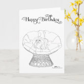 Carte d'anniversaire pour Pékinois (Fleur jaune)