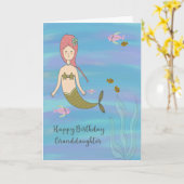 Carte d'anniversaire pour petite-fille avec sirène (Fleur jaune)