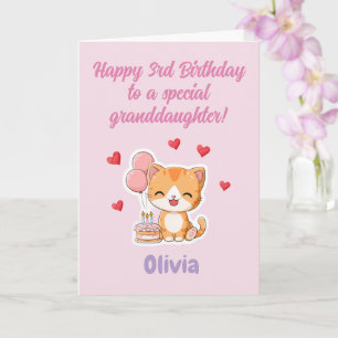 Carte d'anniversaire pour petite-fille de 3 ans, j