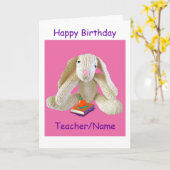 Carte d'anniversaire pour professeur lapin de Pâqu (Fleur jaune)