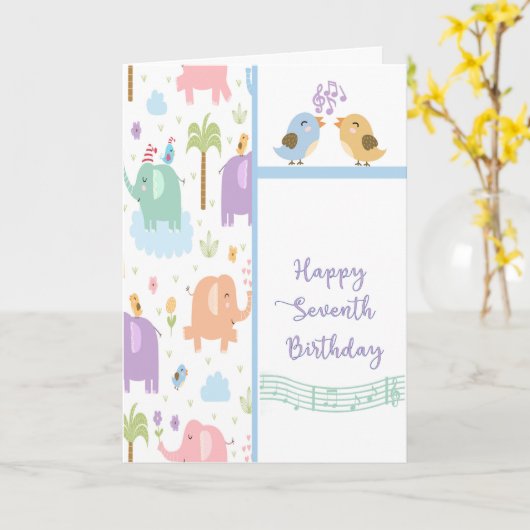 Carte d'anniversaire pour sept ans (Fleur jaune)