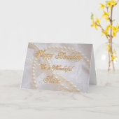 Carte d'anniversaire pour soeur avec perles (Fleur jaune)