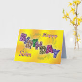 Carte d'anniversaire pour soeur avec texte floral (Fleur jaune)