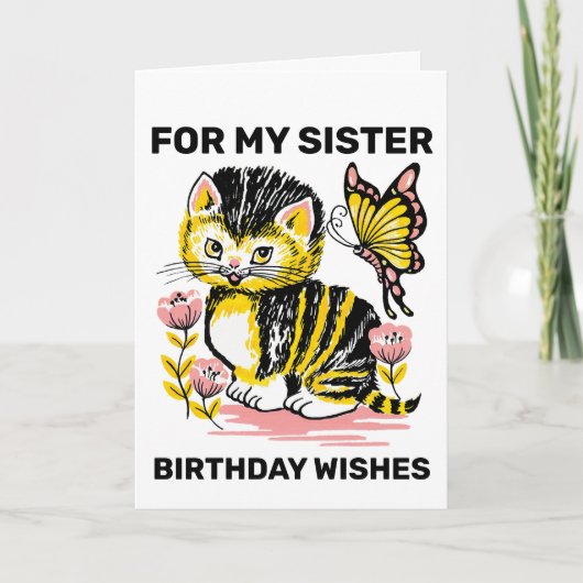 CARTE D'ANNIVERSAIRE POUR SOEUR CHAT (Devant)