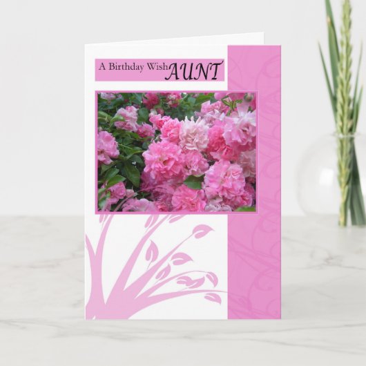 Carte d'anniversaire pour tante, roses roses sauva (Devant)