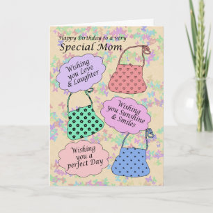 Carte d'anniversaire pour tante, sac à main