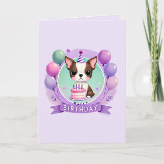 Carte d'anniversaire pour Terrier de Boston