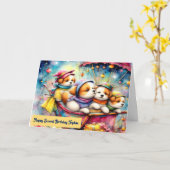 Carte d'anniversaire pour Triplets Deuxième annive (Fleur jaune)