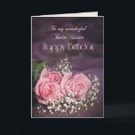 Carte d'anniversaire pour Twin Sister aux roses ro<br><div class="desc">Trois belles roses roses à envoyer à votre soeur jumelle pour son anniversaire. Une magnifique carte d'anniversaire pour votre soeur jumelle que vous pouvez customiser pour transmettre vos propres sentiments.</div>