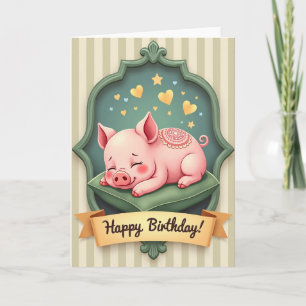 Carte d'anniversaire pour un adorable porcelet